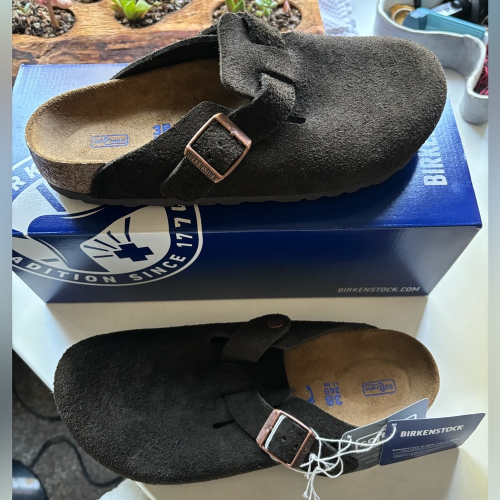 Birkenstock Boston Soft Footbed Suede Mocha New - 38 Medium/Narrow